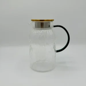 Glass Pitcher Set with 6 Cups and Wooden Tray - 51oz (1.5L)