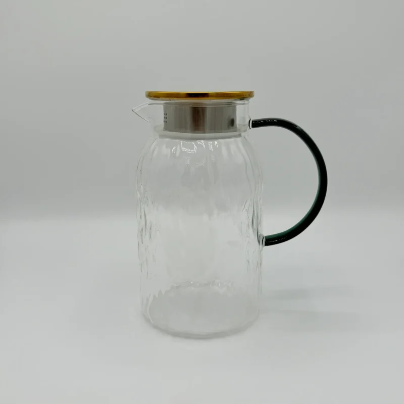 Glass Pitcher Set with 6 Cups and Wooden Tray - 51oz (1.5L)