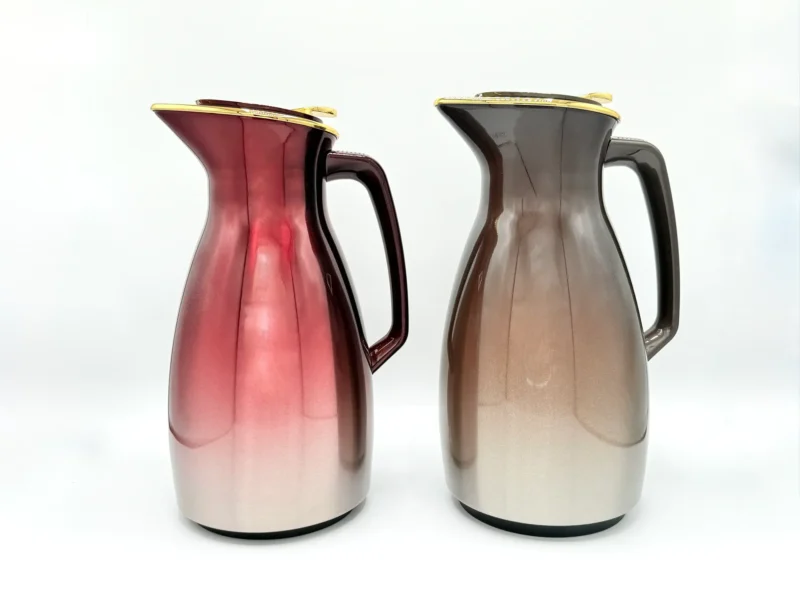 1.6L Glass-Lined Thermal Carafe with Gold Lid - Gradient Red & Brown