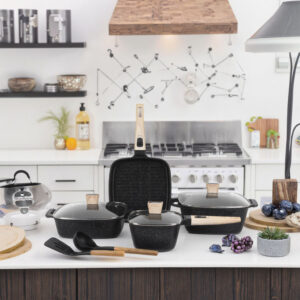 11-Piece Non-Stick Cookware Set with Lids and Accessories