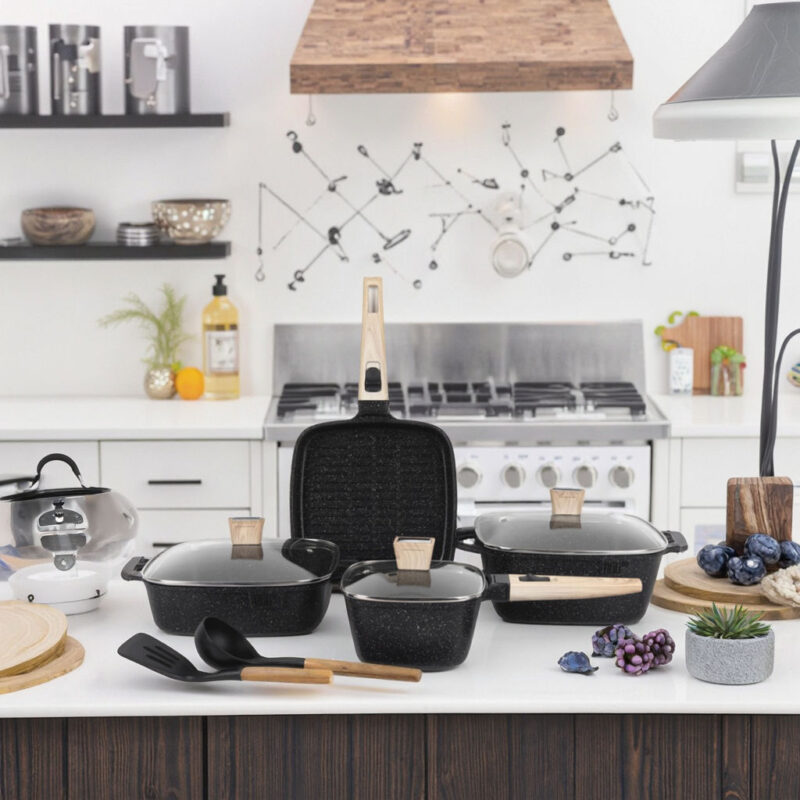 11-Piece Non-Stick Cookware Set with Lids and Accessories