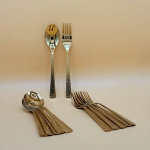 12-Piece Stainless Steel Gold Flatware Set