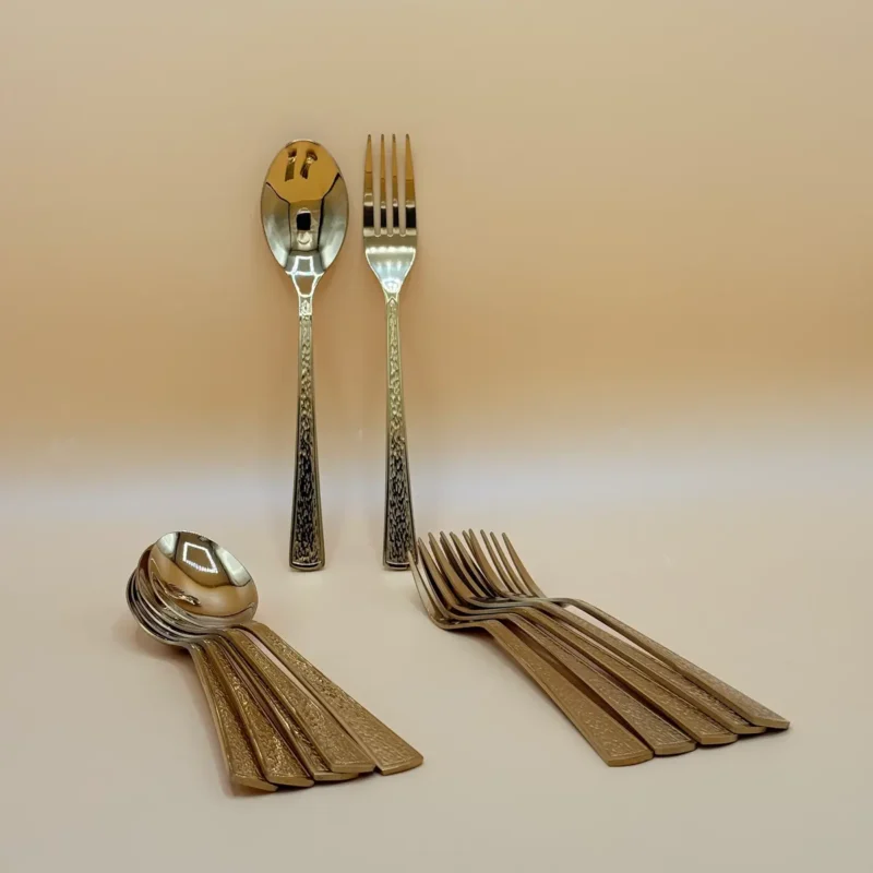 12-Piece Stainless Steel Gold Flatware Set