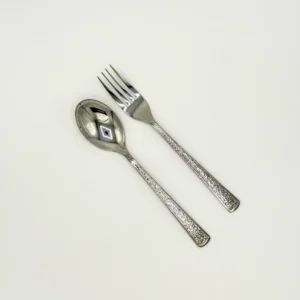12-Piece Embossed Stainless Steel Flatware Set - 6 Spoons & 6 Forks with Floral Pattern Handles