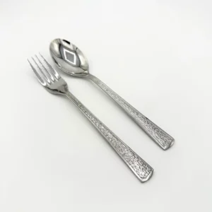 12-Piece Embossed Stainless Steel Flatware Set - 6 Spoons & 6 Forks with Floral Pattern Handles