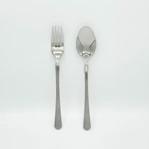 12-Piece Hammered Stainless Steel Flatware Set – Includes 6 Spoons & 6 Forks