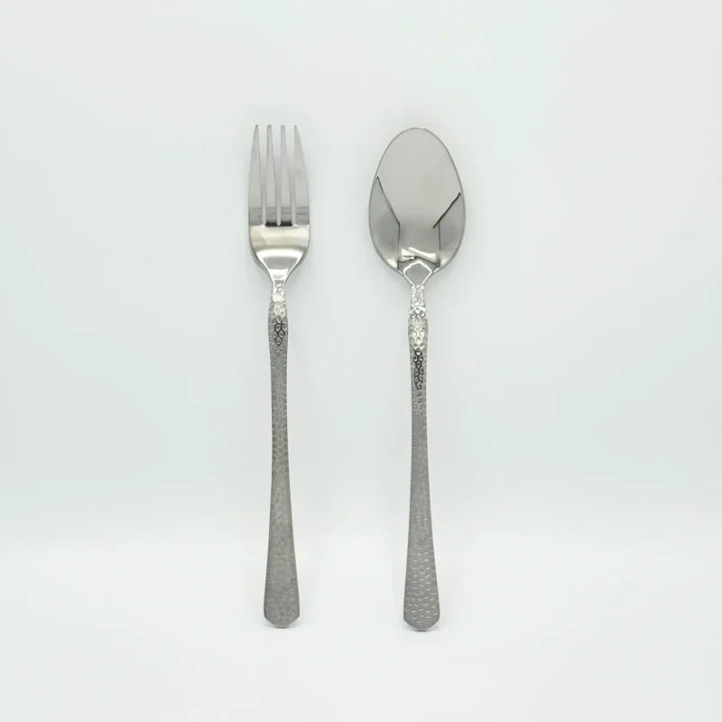 12-Piece Hammered Stainless Steel Flatware Set – Includes 6 Spoons & 6 Forks