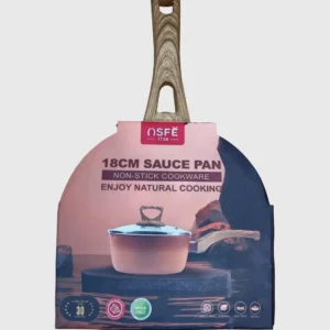 18cm Non-Stick Gradient Pink Saucepan with Wooden Handle