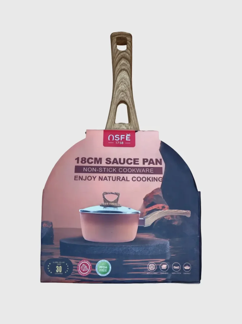 18cm Non-Stick Gradient Pink Saucepan with Wooden Handle