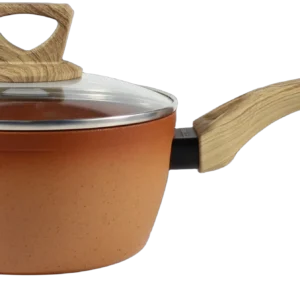 18cm Non-Stick Gradient Pink Saucepan with Wooden Handle