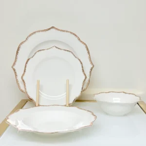 24-piece speckled edge porcelain dinnerware set