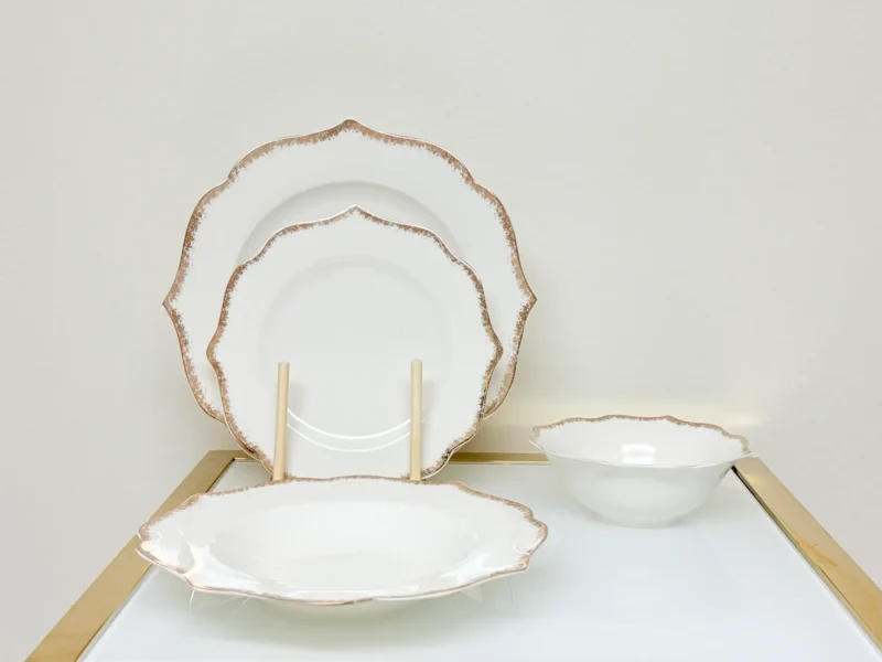 24-piece speckled edge porcelain dinnerware set