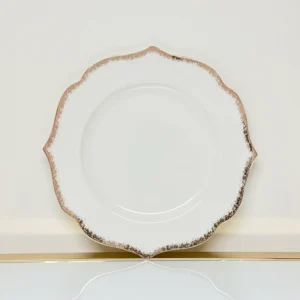 24-Piece Speckled Edge Porcelain Dinnerware Set - Scalloped Plates & Bowls