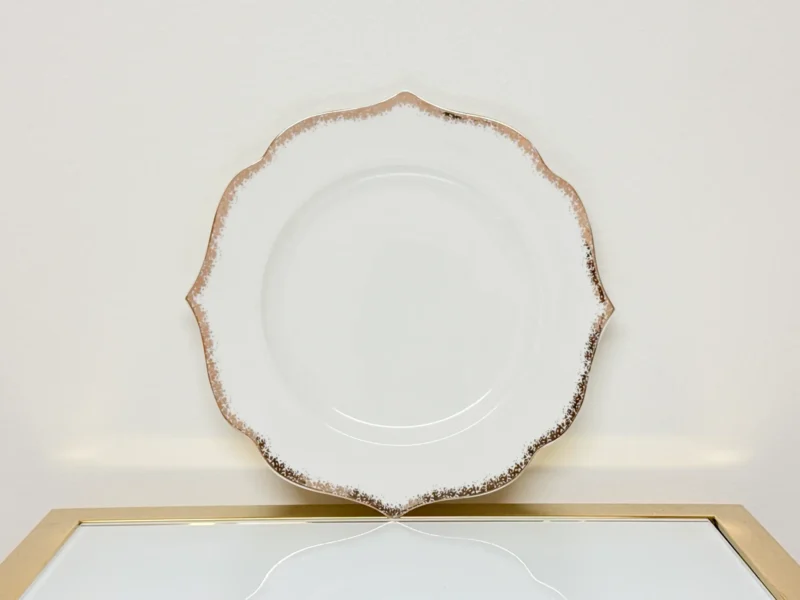 24-Piece Speckled Edge Porcelain Dinnerware Set - Scalloped Plates & Bowls