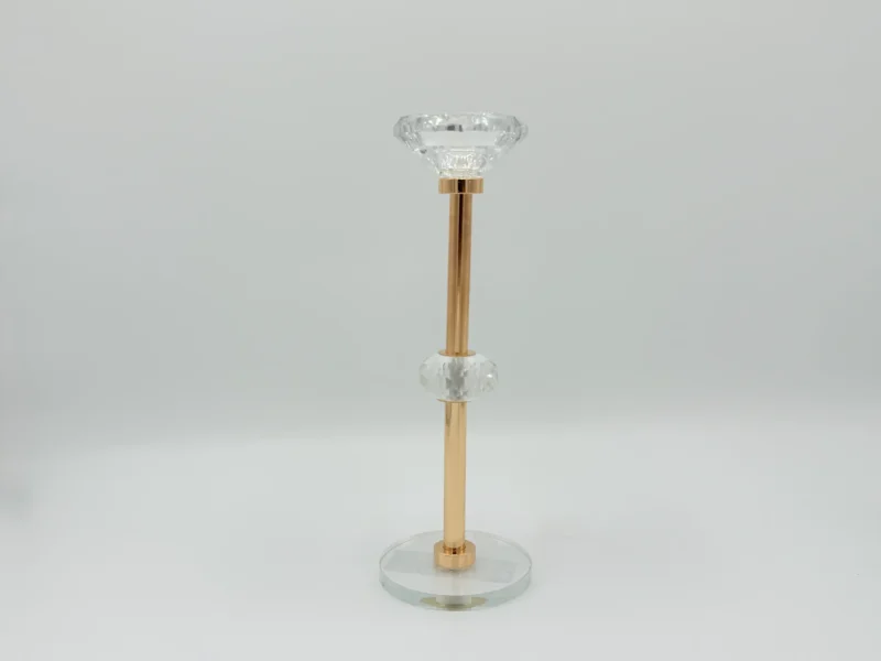 3-Piece Gold Crystal Candle Holder Set with Glass Base - Decorative Taper Holders