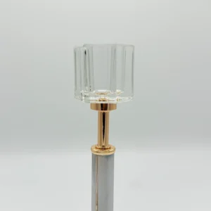 3-Piece Gold & Silver Glass Candle Holder Set - Modern Taper Stand Design