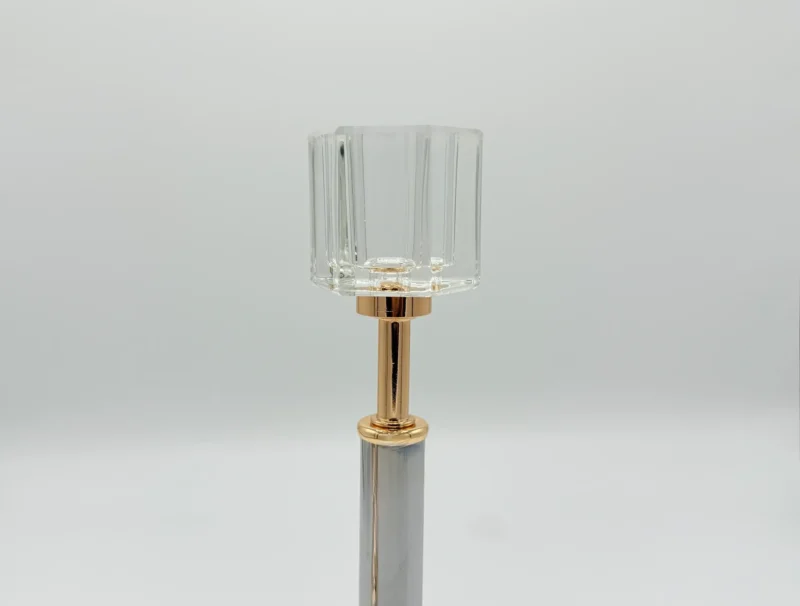 3-Piece Gold & Silver Glass Candle Holder Set - Modern Taper Stand Design