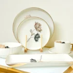 Set of 3 Crystal Glass Dessert Bowls with Rose Gold Base - Elegant Centerpiece Set