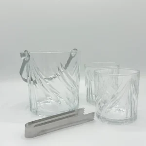 33oz Glass Ice Bucket Set with Tongs and 6 Tumblers (980ml + 320ml)