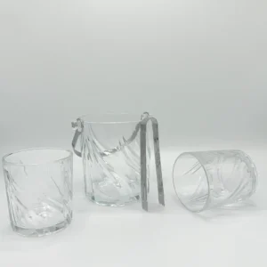 33oz Glass Ice Bucket Set with Tongs and 6 Tumblers (980ml + 320ml)