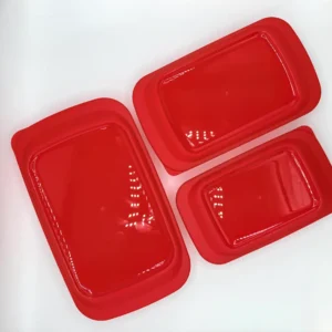 3-Piece Serveware & Bakeware Glass Set with Red Silicone Lids - Oven & Microwave Safe