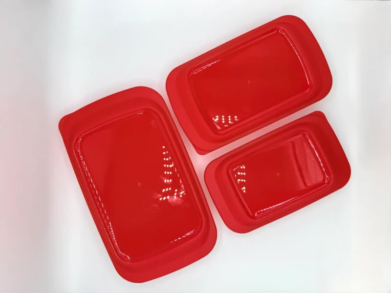 3-Piece Serveware & Bakeware Glass Set with Red Silicone Lids - Oven & Microwave Safe