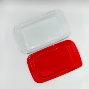 3-Piece Serveware & Bakeware Glass Set with Red Silicone Lids - Oven & Microwave Safe
