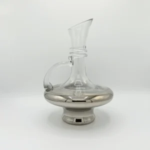 57oz Glass Carafe Pitcher Set with 6 Smoky 16oz Cups - Modern Silver Base (1.7L)