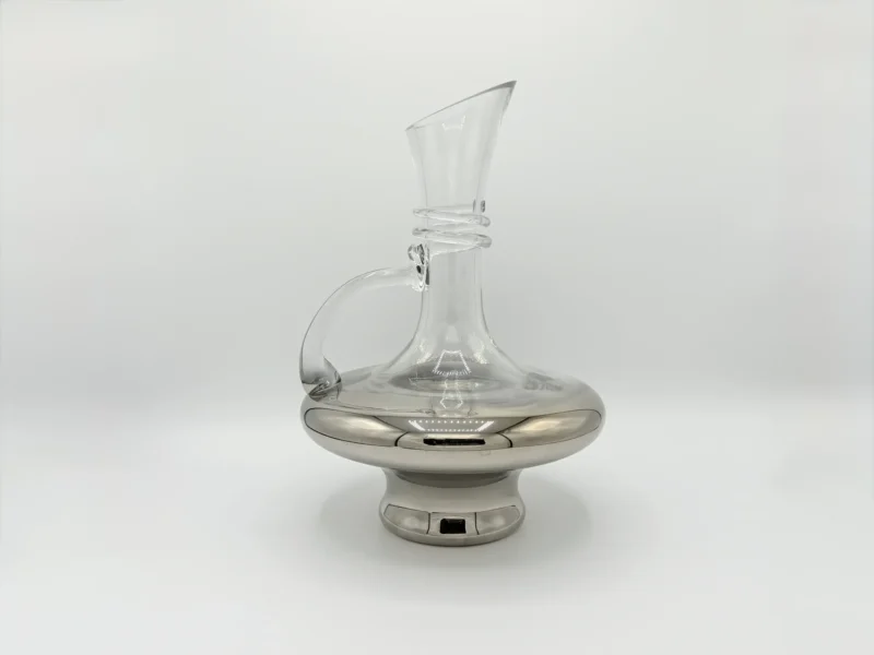 57oz Glass Carafe Pitcher Set with 6 Smoky 16oz Cups - Modern Silver Base (1.7L)