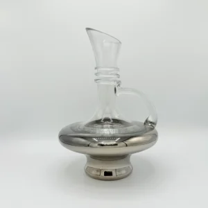 57oz Glass Carafe Pitcher Set with 6 Smoky 16oz Cups - Modern Silver Base (1.7L)