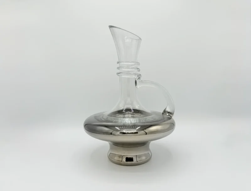 57oz Glass Carafe Pitcher Set with 6 Smoky 16oz Cups - Modern Silver Base (1.7L)