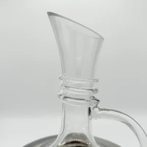 57oz Glass Carafe Pitcher Set with 6 Smoky 16oz Cups - Modern Silver Base (1.7L)