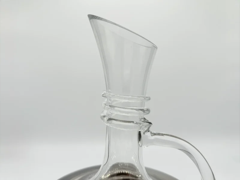 57oz Glass Carafe Pitcher Set with 6 Smoky 16oz Cups - Modern Silver Base (1.7L)