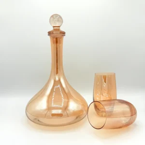 61oz Amber Glass Carafe Pitcher Set with Stopper and 6 Tumblers (1.8L + 410ml)