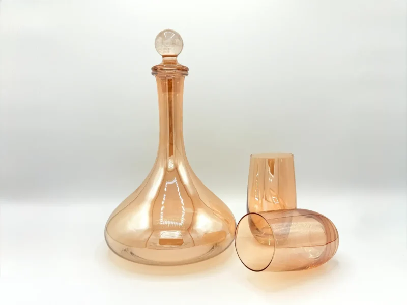 61oz Amber Glass Carafe Pitcher Set with Stopper and 6 Tumblers (1.8L + 410ml)