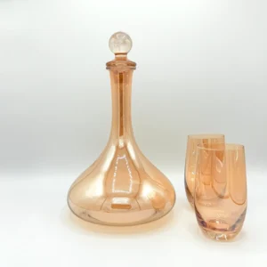 61oz Amber Glass Carafe Pitcher Set with Stopper and 6 Tumblers (1.8L + 410ml)