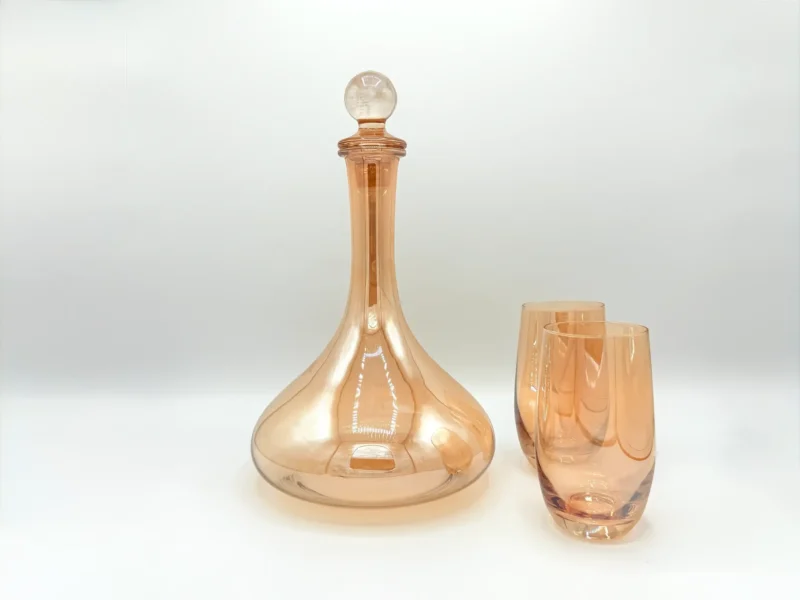 61oz Amber Glass Carafe Pitcher Set with Stopper and 6 Tumblers (1.8L + 410ml)