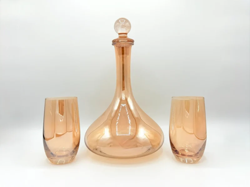 61oz Amber Glass Carafe Pitcher Set with Stopper and 6 Tumblers (1.8L + 410ml)