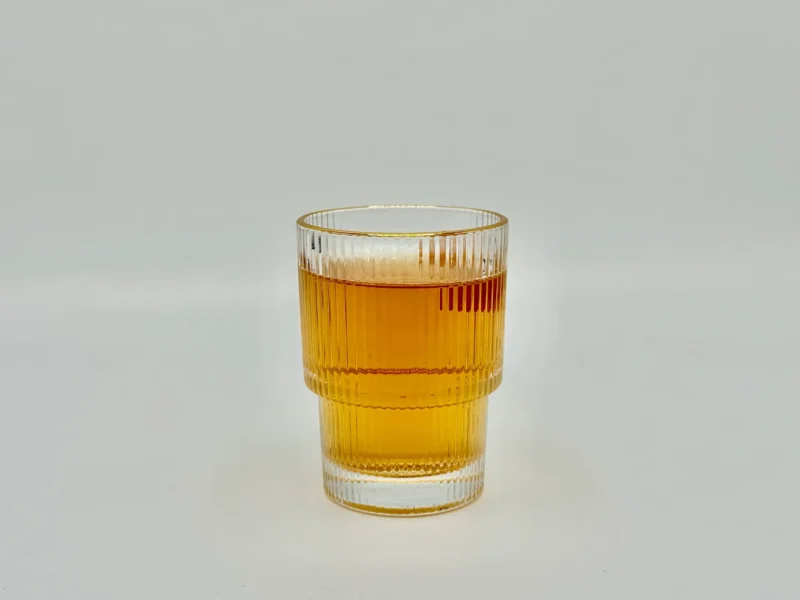 Set of 6 Ribbed Gold Rim Tumblers Clear 6.5 oz