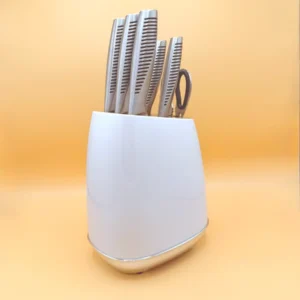 Modern Stainless Steel Knife Set with Block, 7-Piece Kitchen Set with Storage Stand