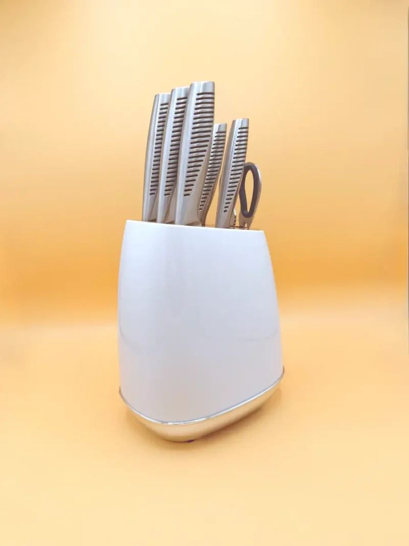 Modern Stainless Steel Knife Set with Block, 7-Piece Kitchen Set with Storage Stand