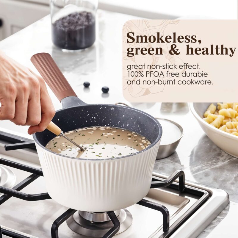 Athena 16-Piece Beige and Wood Tone Cookware Set