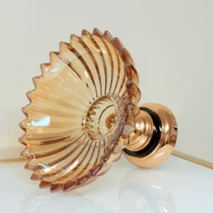 Amber Glass Candy Bowl with Gold Base - Decorative Fruit & Cookie Centerpiece