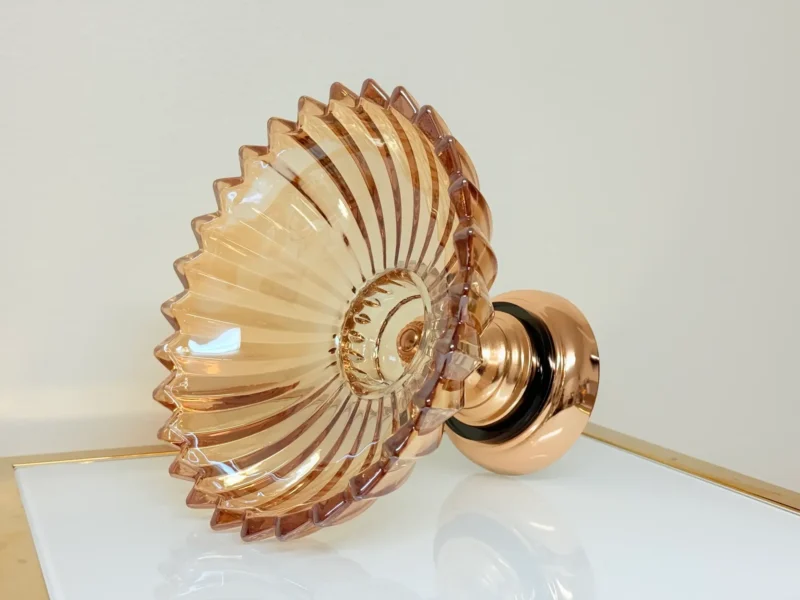 Amber Glass Candy Bowl with Gold Base - Decorative Fruit & Cookie Centerpiece