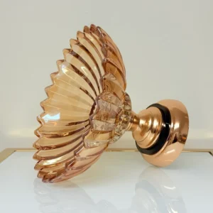 Amber Glass Candy Bowl with Gold Base - Decorative Fruit & Cookie Centerpiece