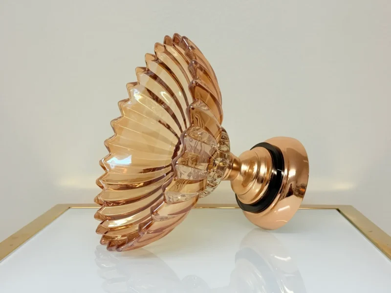 Amber Glass Candy Bowl with Gold Base - Decorative Fruit & Cookie Centerpiece