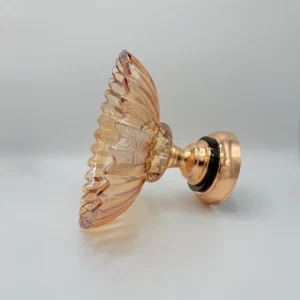 Amber Glass Candy Bowl with Gold Base - Decorative Fruit & Cookie Centerpiece