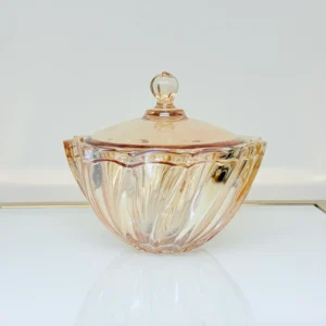 Amber Glass Serving Bowl with Lid