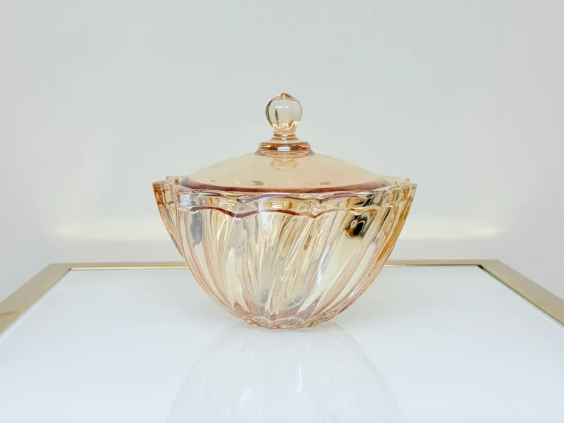 Amber Glass Serving Bowl with Lid