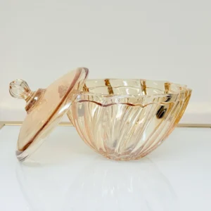 Amber Glass Serving Bowl with Lid - Decorative Fruit, Salad & Treat Bowl